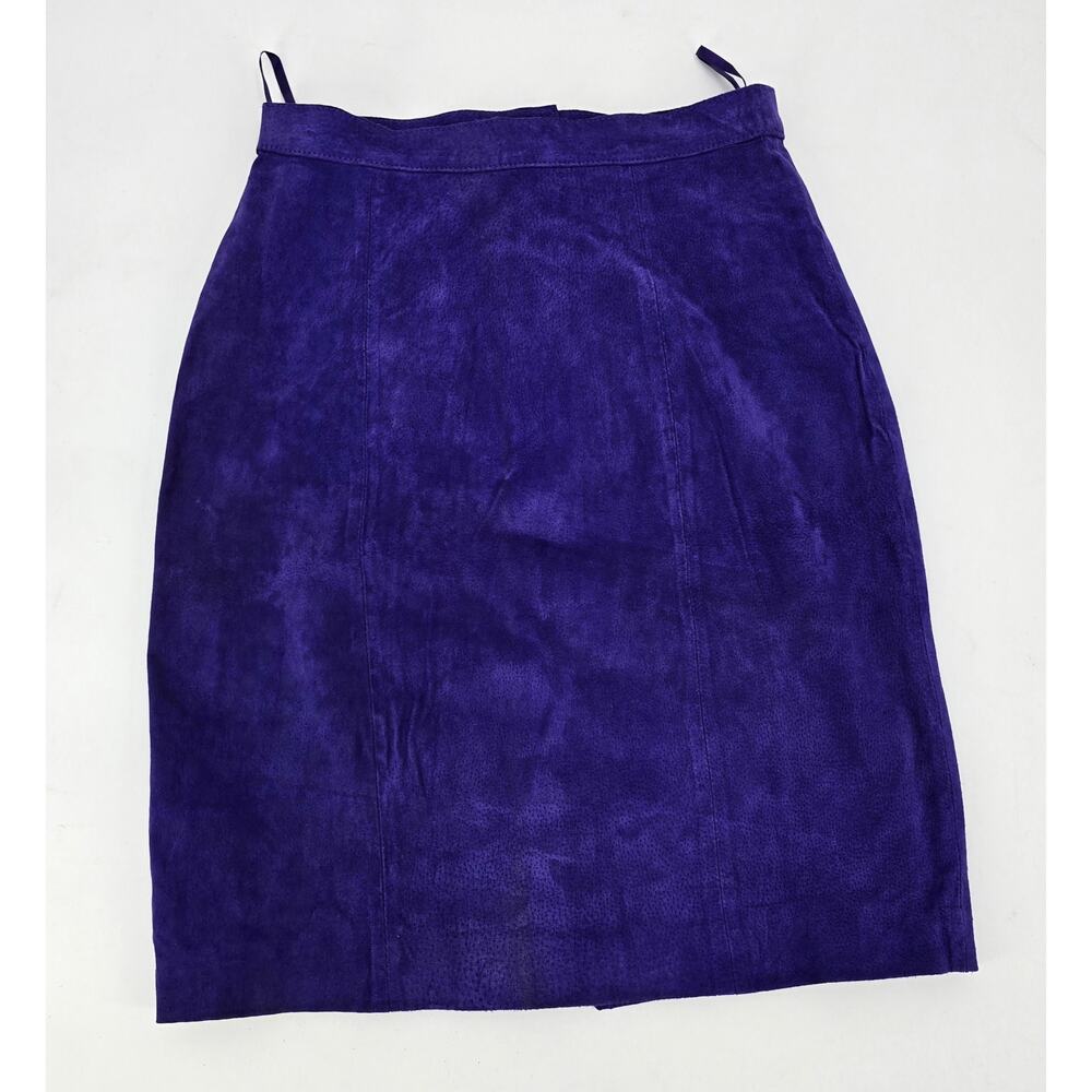 Global Identity Vintage 90's Retro Minimalist Royal Purple Suede Pencil Skirt‎